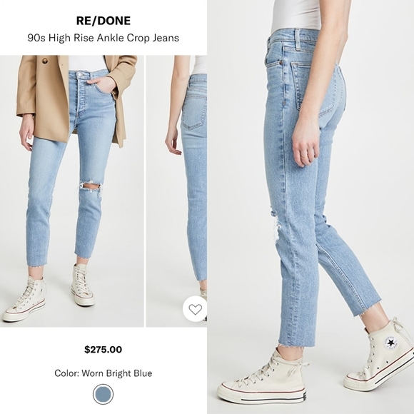 NWT Re/Done 90s High Rise Distressed Ankle Jeans - Picture 3 of 14